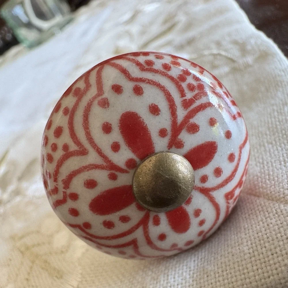 Hand Painted Ceramic Drawer Or Can bury Pull / Knob ~ Eclectic Boho Chic
